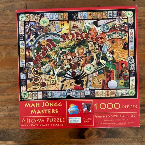 SunsOut Mah Jongg Masters 1000 pc Jigsaw Puzzle - Picture 1 of 5